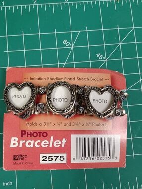 Silver-Tone Heart Photo Stretch Bracelet